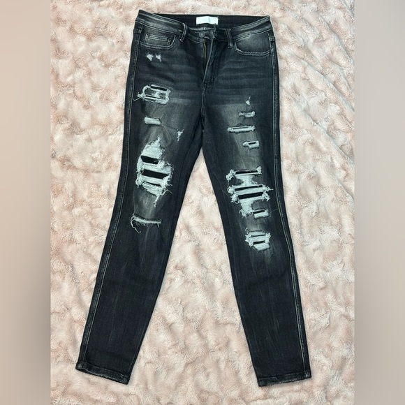 VERVET BY FLYING MONKEY Distressed Black Skinny Jeans - Picture 1 of 2